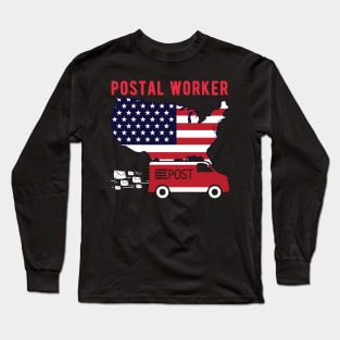 Patriotic postal worker American Flag Long Sleeve T-Shirt